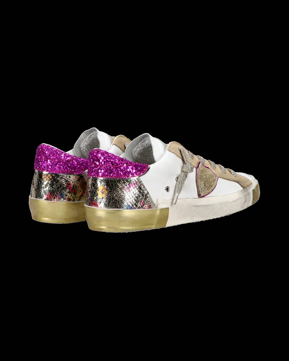 Philippe Model Sneaker casual Prsx da donna in pelle - Bianco e fucsia In Linea