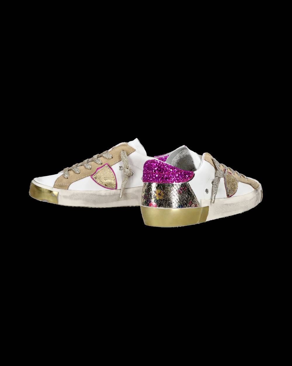 Philippe Model Sneaker casual Prsx da donna in pelle - Bianco e fucsia In Linea