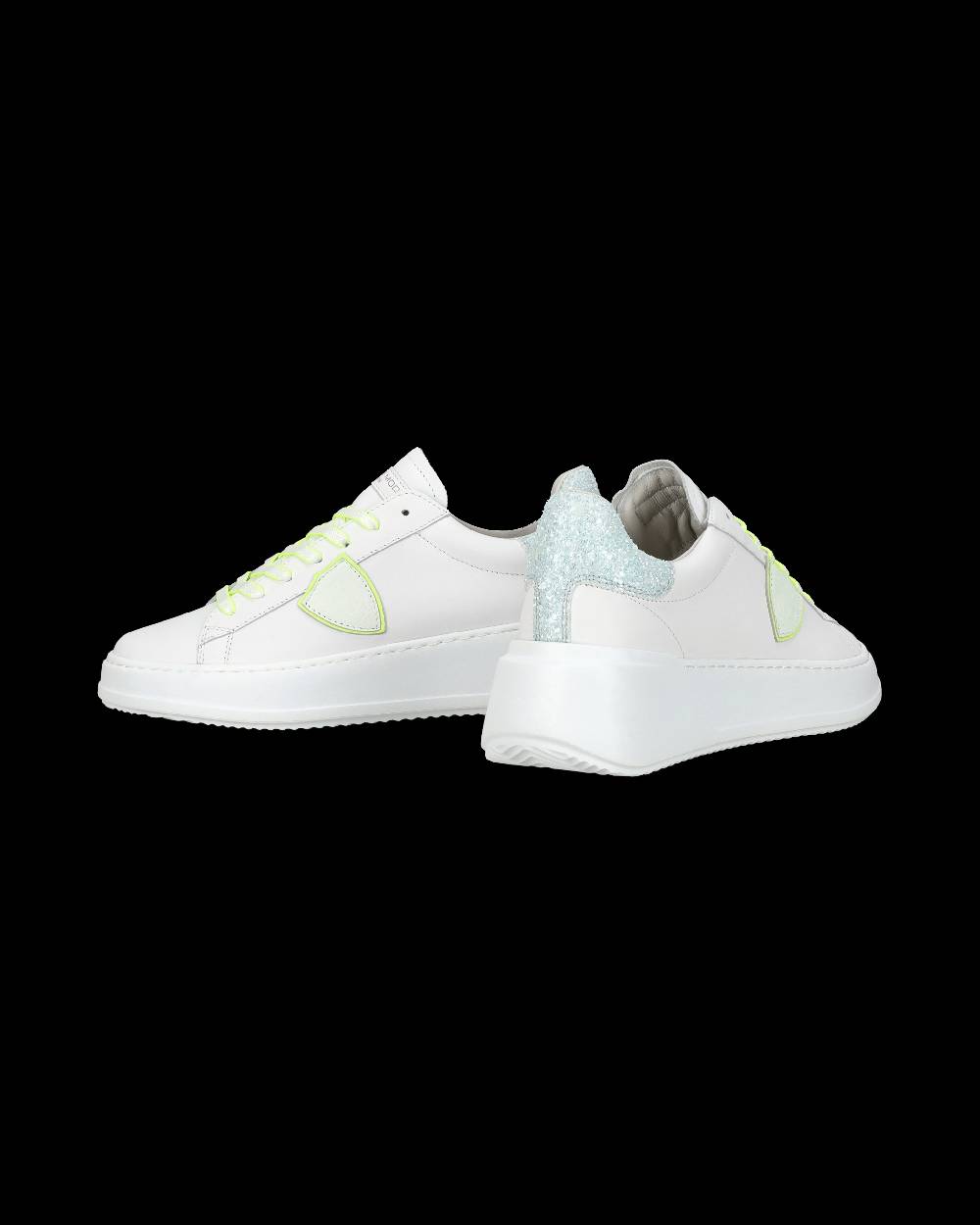 Philippe Model Sneakers casual Tres Temple da donna in pelle e glitter - Bianco e rosa Shopping Online