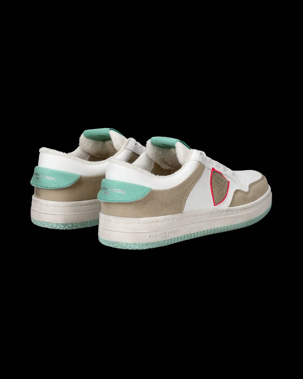 Philippe Model Sneakers Lyon da Donna Bianche e Verdi in Pelle Riciclata Sottocosto