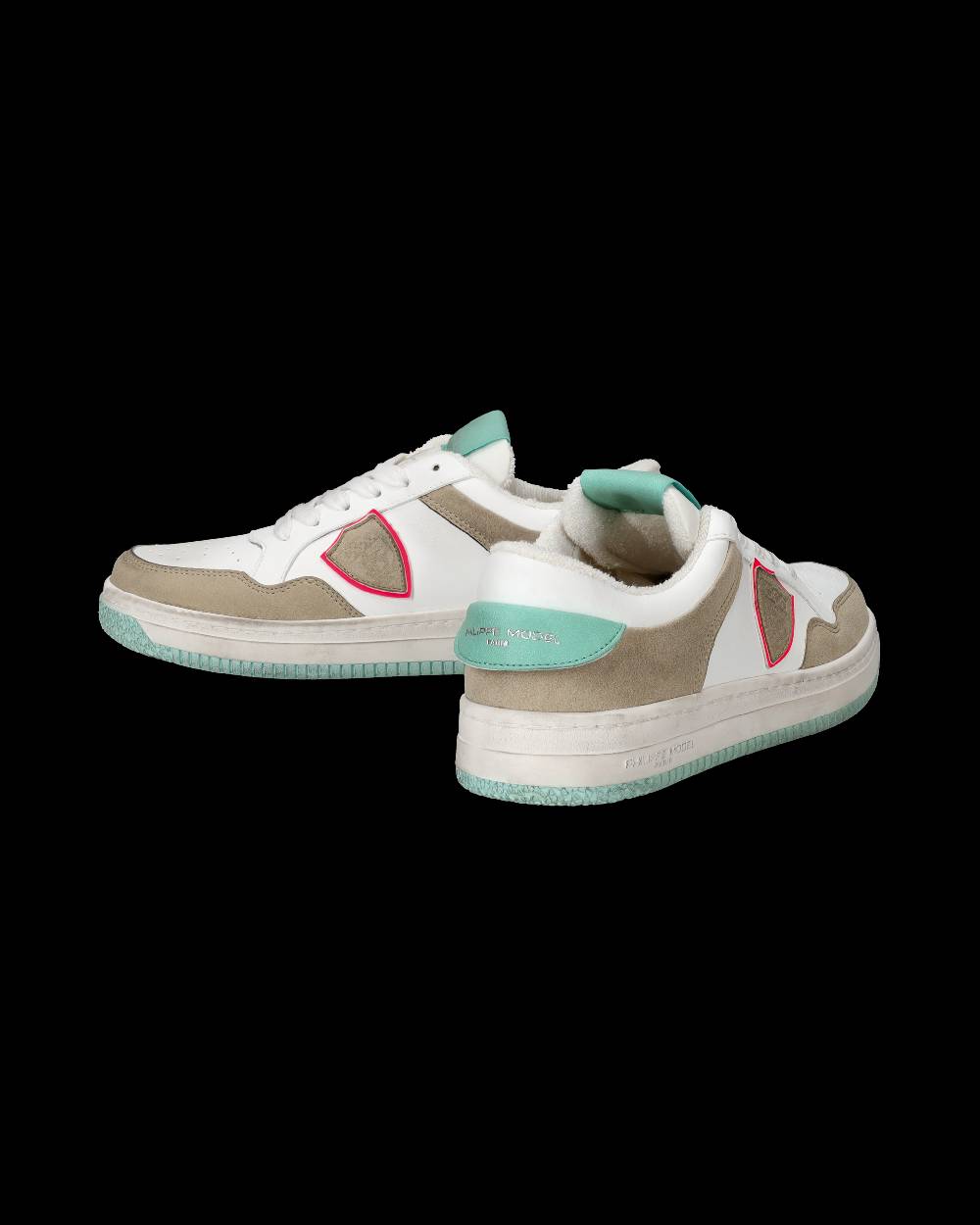 Philippe Model Sneakers Lyon da Donna Bianche e Verdi in Pelle Riciclata Sottocosto