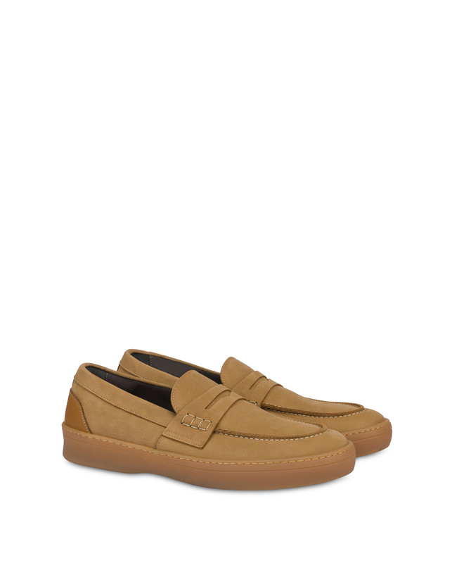 Pollini Mocassini In Nabuk Idro Hunter Cammello/cuoio Negozio