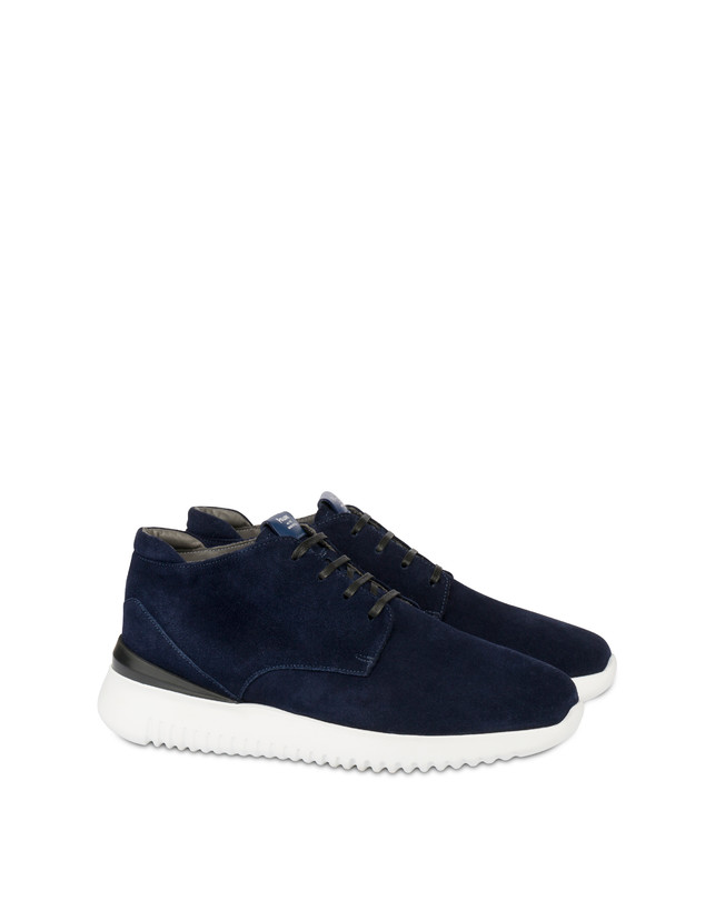 Pollini Desert Boot In Crosta Norfolk Blu In Saldo