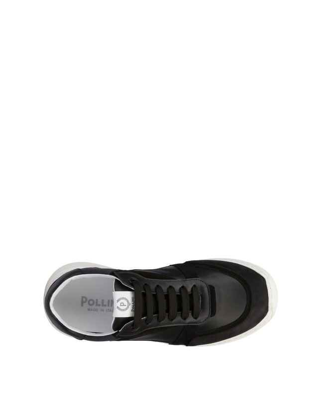 Pollini Sneakers In Vitello, Nabuk E Crosta Roomy Nero/nero/nero/nero/nero Moda