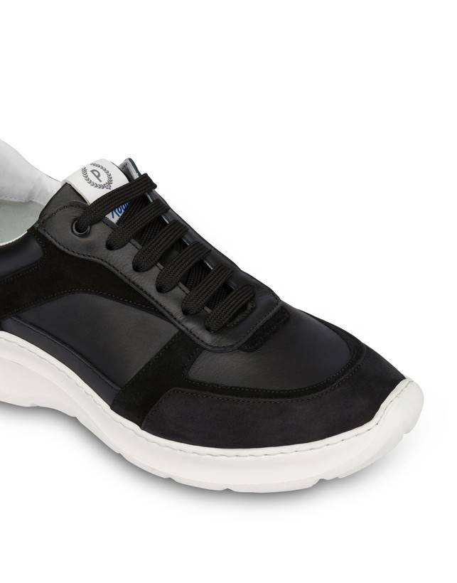 Pollini Sneakers In Vitello, Nabuk E Crosta Roomy Nero/nero/nero/nero/nero Moda