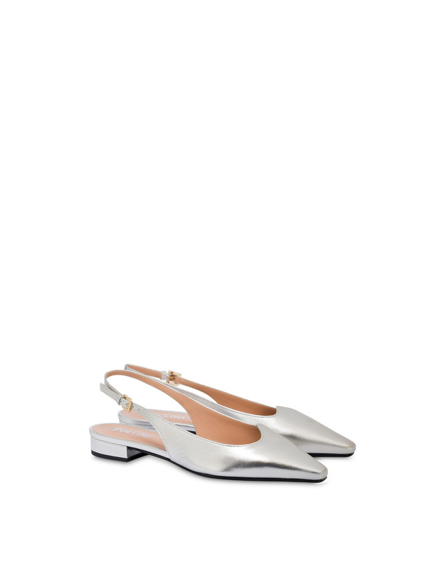 Pollini Ballerina In Nappa Laminata Wave Argento Saldi