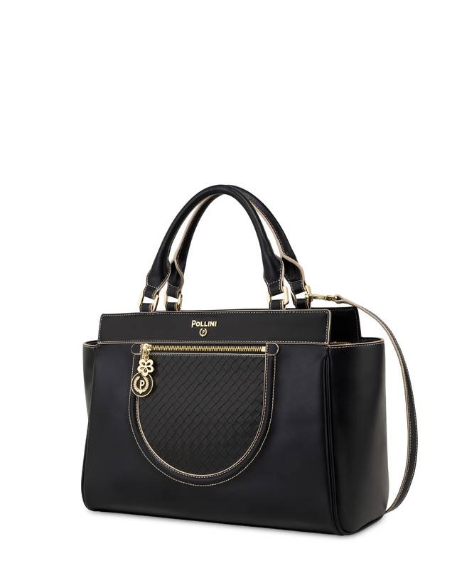 Pollini Borsa Doppio Manico Half Moon Nero/nero In Linea