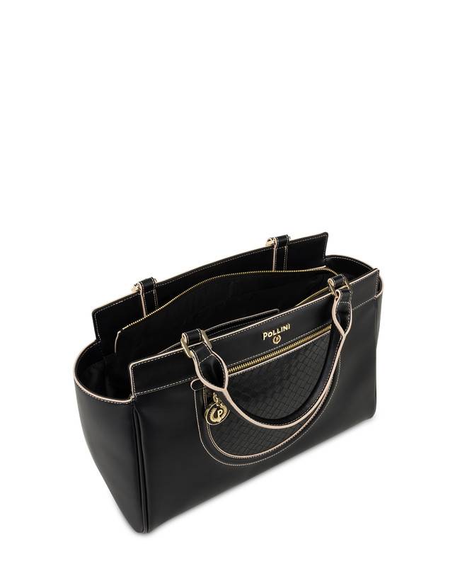 Pollini Borsa Doppio Manico Half Moon Nero/nero In Linea