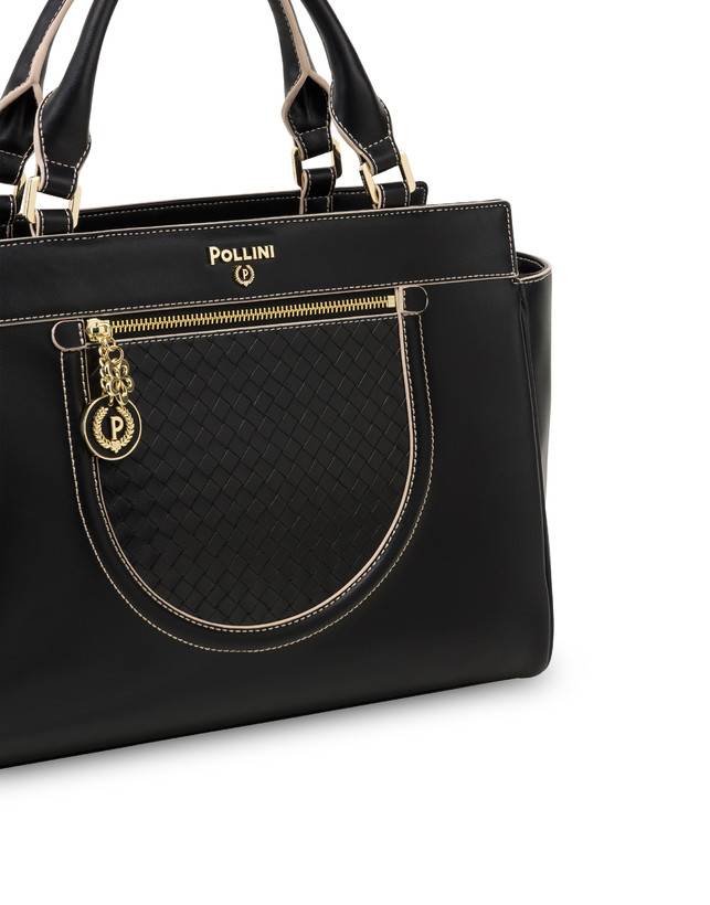 Pollini Borsa Doppio Manico Half Moon Nero/nero In Linea