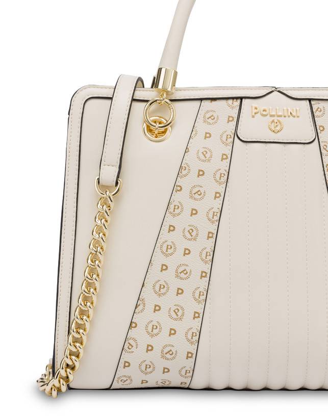 Pollini Borsa Doppio Manico Shell Avorio/avorio Qualità