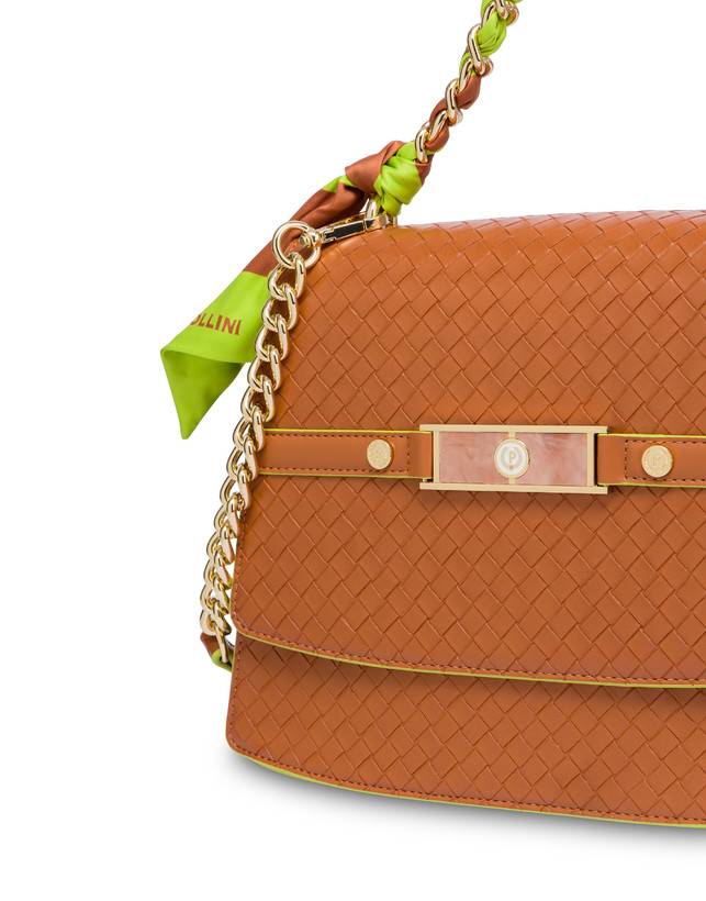Pollini Borsa A Mano Con Foulard Color Explosion Cuoio/cuoio Soddisfazione Garantita