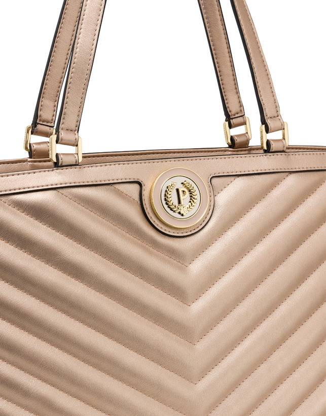 Pollini Tote Bag Matelassé Sunbeam Rose Gold Negozi Online