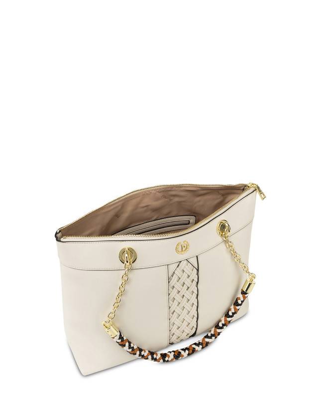 Pollini Shopper Con Intreccio Agadir Avorio Shopping Online