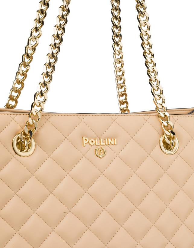 Pollini Tote Bag Trapuntata Interlock Beige/beige Affare Del Giorno