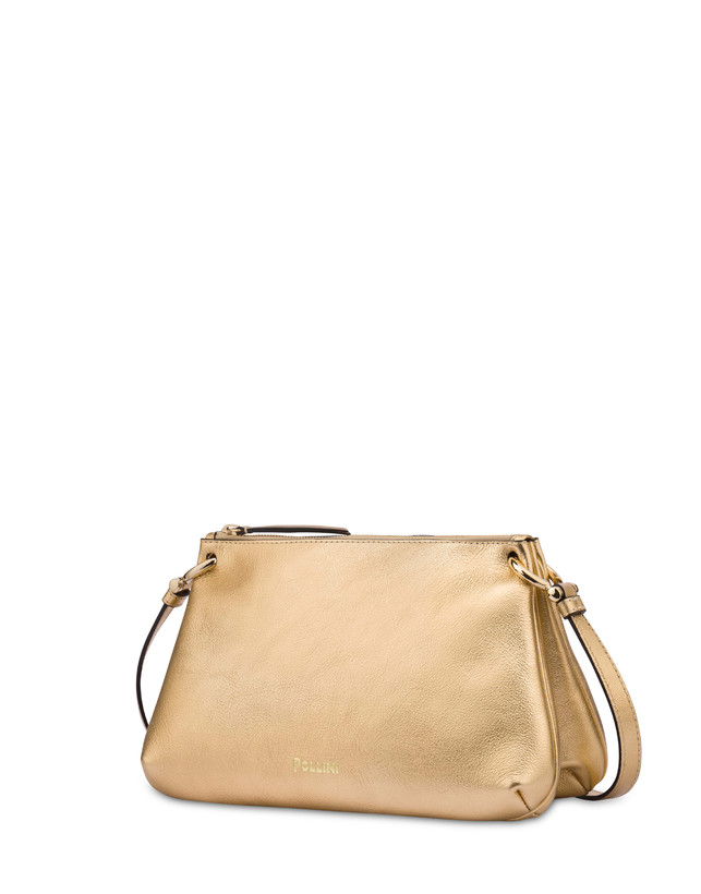 Pollini Borsa A Tracolla In Vitello Laminato Double Marlene Sottocosto