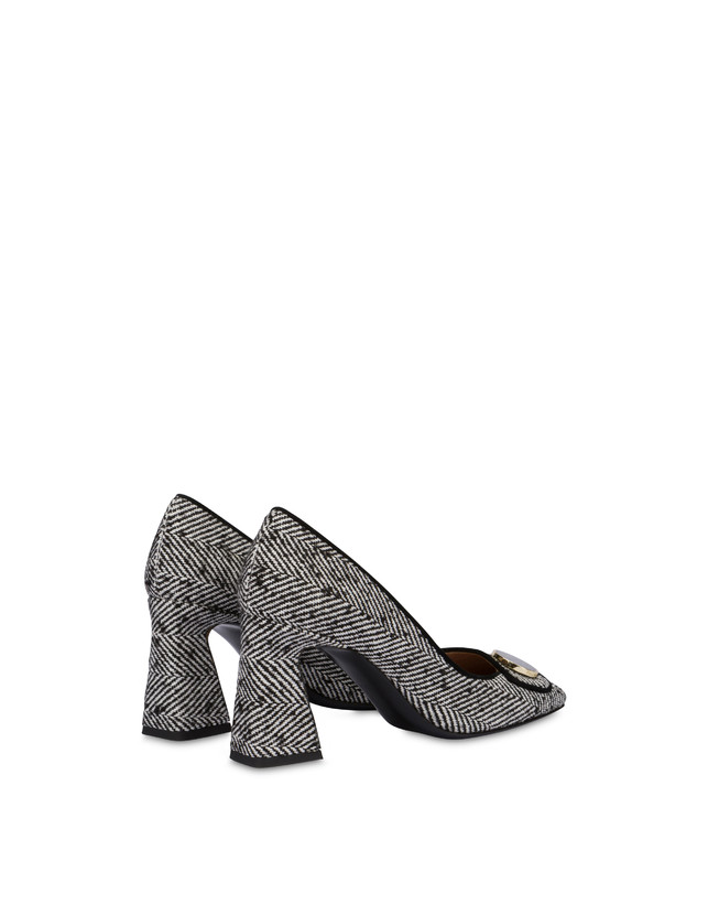 Pollini Décolleté In Tessuto Spigato Dama Bianco-nero/nero Sconto
