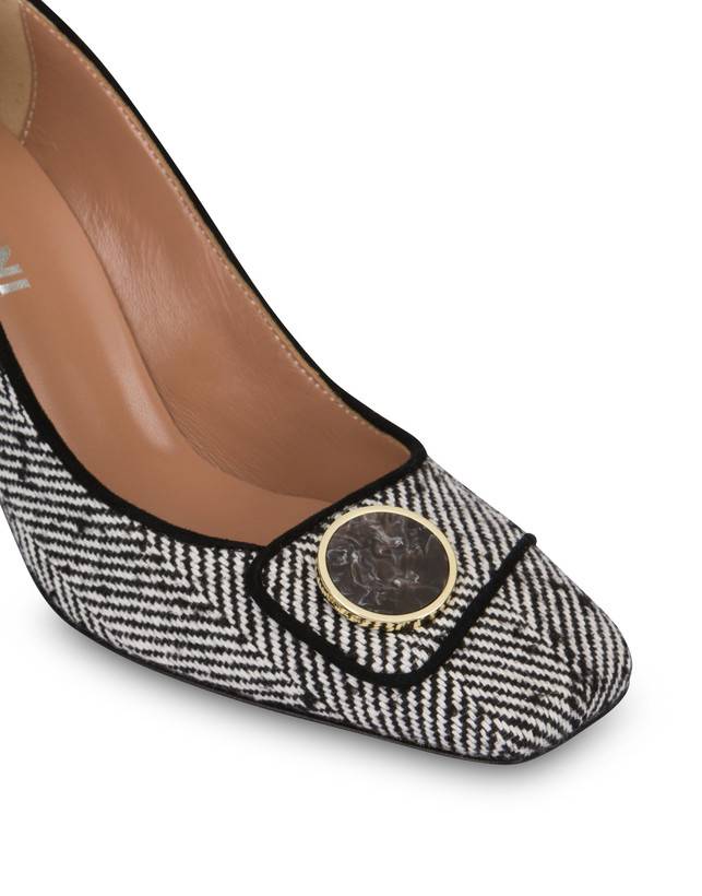 Pollini Décolleté In Tessuto Spigato Dama Bianco-nero/nero Sconto