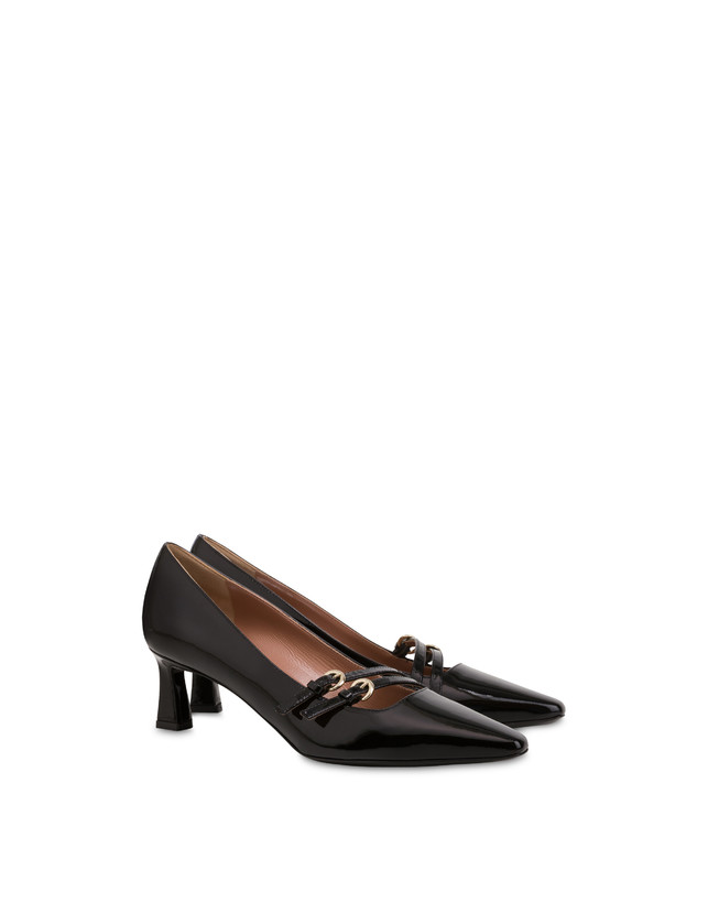 Pollini Décolleté In Vernice Bi-buckle Nero Hotsell