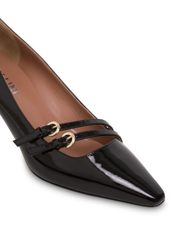 Pollini Décolleté In Vernice Bi-buckle Nero Hotsell