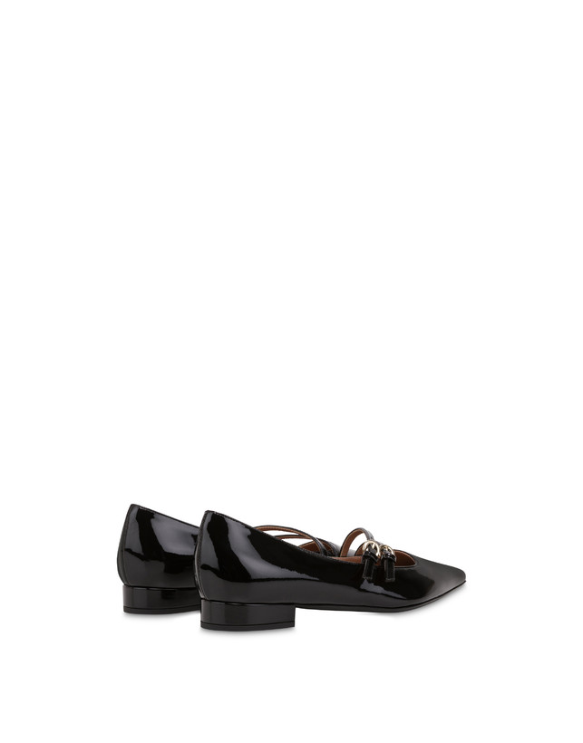 Pollini Ballerine In Vernice Bi-buckle Nero In Saldo