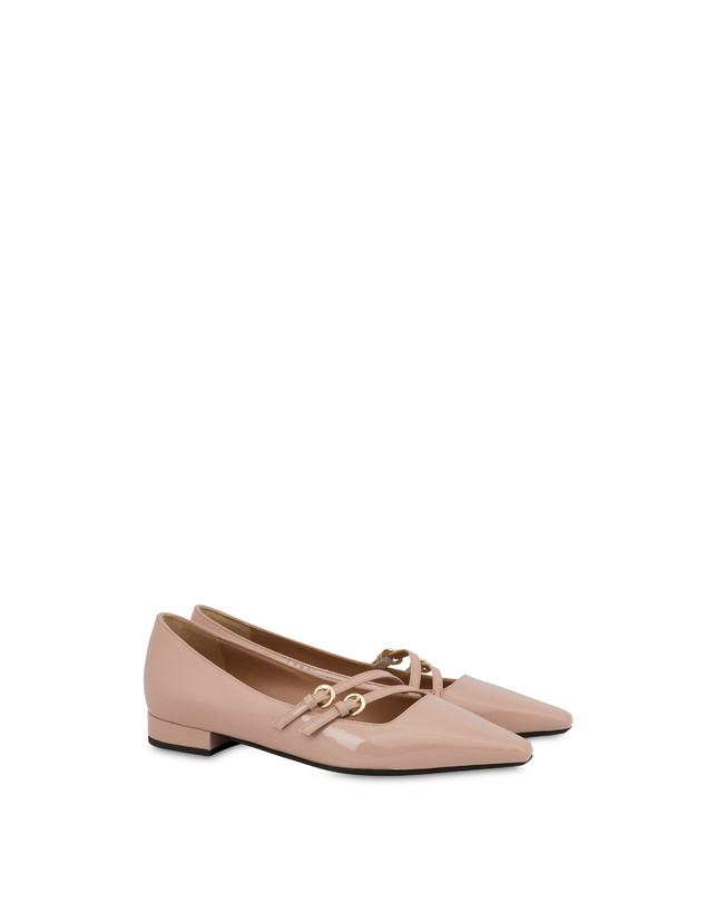 Pollini Ballerine In Vernice Bi-buckle Antico Nuova