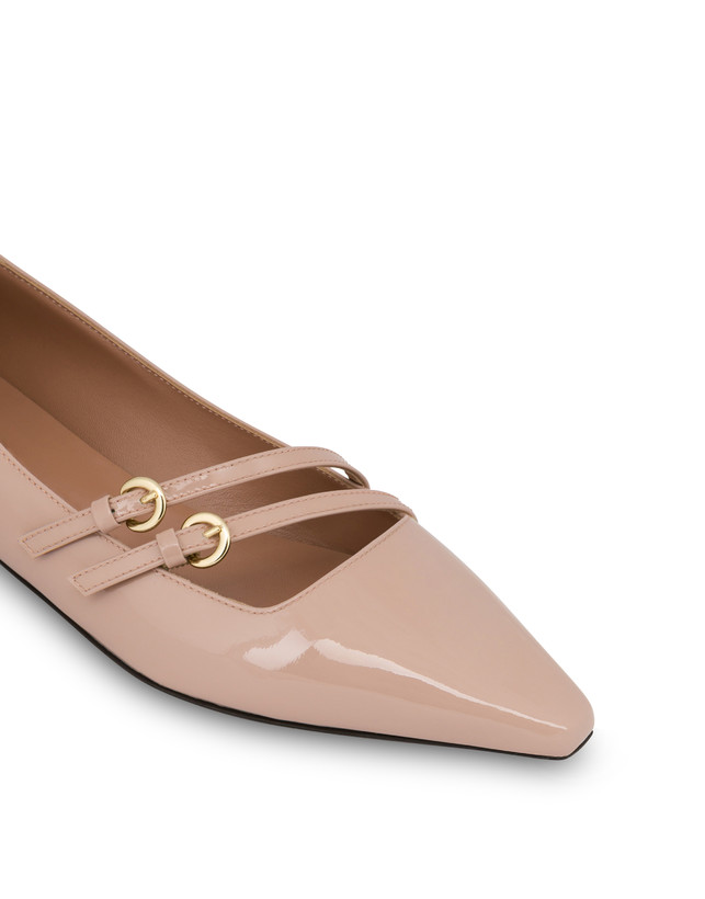Pollini Ballerine In Vernice Bi-buckle Antico Nuova