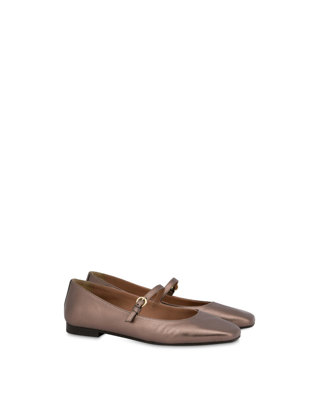 Pollini Ballerine In Nappa Laminata Nina Legno 2025