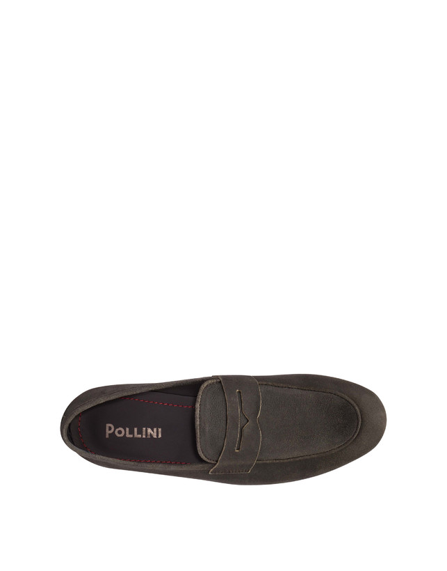 Pollini Mocassini In Scamosciato Flexy Grafite Pezzi Unici