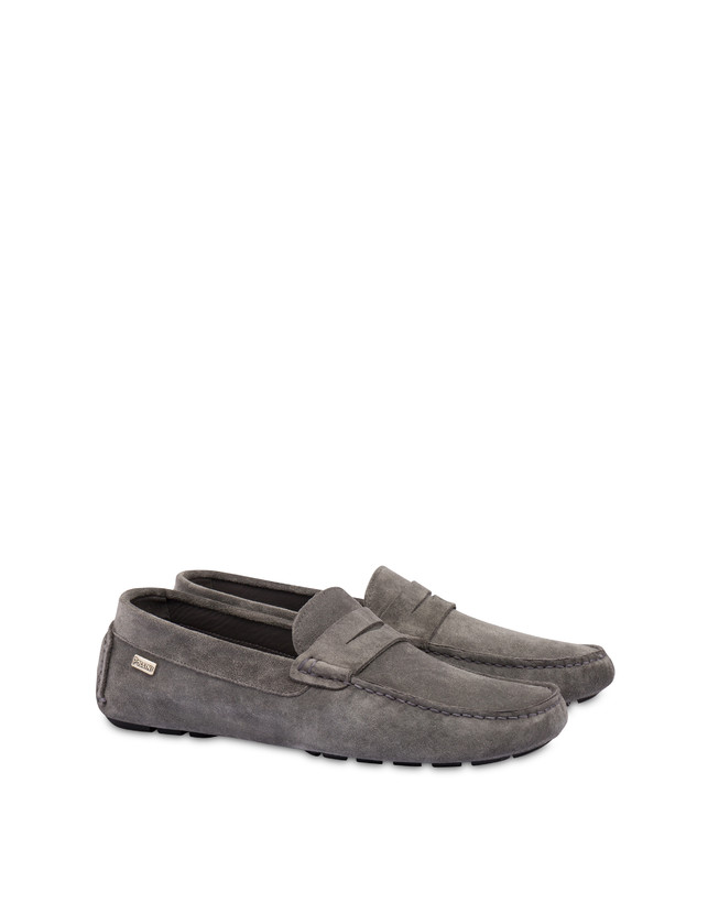 Pollini Mocassini Driver In Crosta Eazy Grafite Soddisfazione Garantita