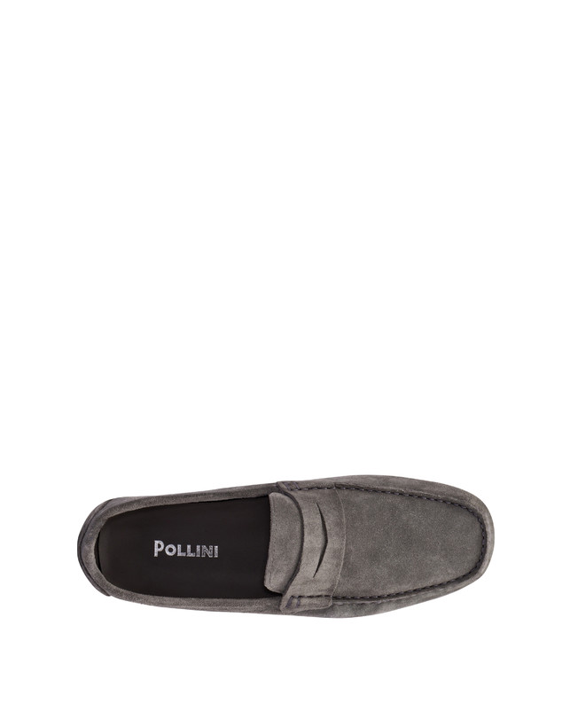 Pollini Mocassini Driver In Crosta Eazy Grafite Soddisfazione Garantita