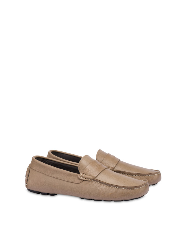 Pollini Mocassini Driver In Vitello Eazy Taupe Fino Al -60%