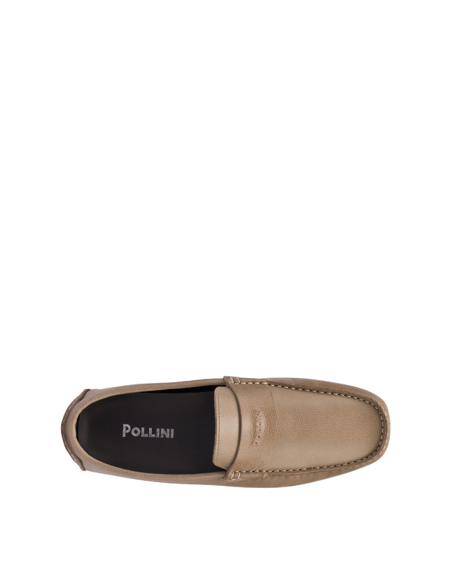 Pollini Mocassini Driver In Vitello Eazy Taupe Fino Al -60%