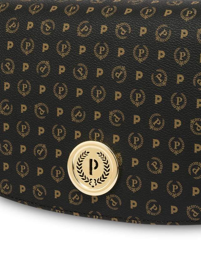Pollini Borsa A Tracolla Heritage Pvc Nero/nero In Vendita