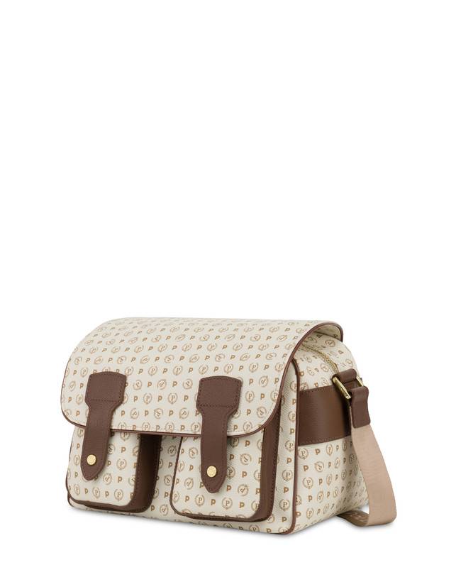 Pollini Borsa A Spalla Multitasche Heritage Logo Classic Avorio/marrone Vendita Calda