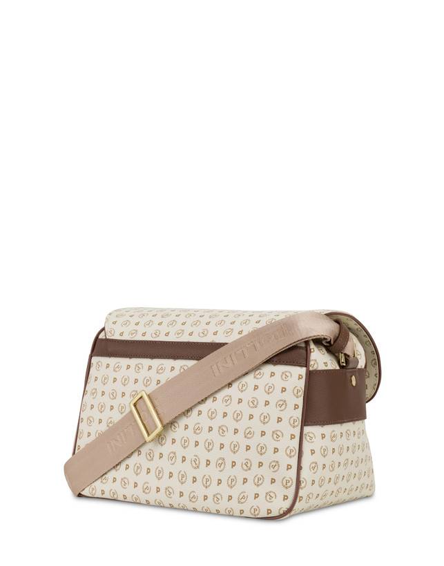 Pollini Borsa A Spalla Multitasche Heritage Logo Classic Avorio/marrone Vendita Calda