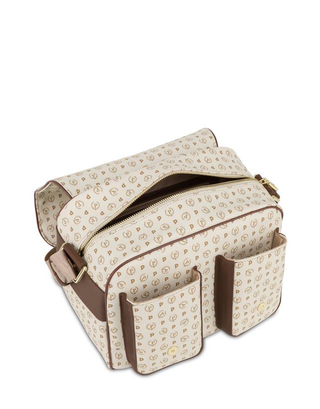 Pollini Borsa A Spalla Multitasche Heritage Logo Classic Avorio/marrone Vendita Calda