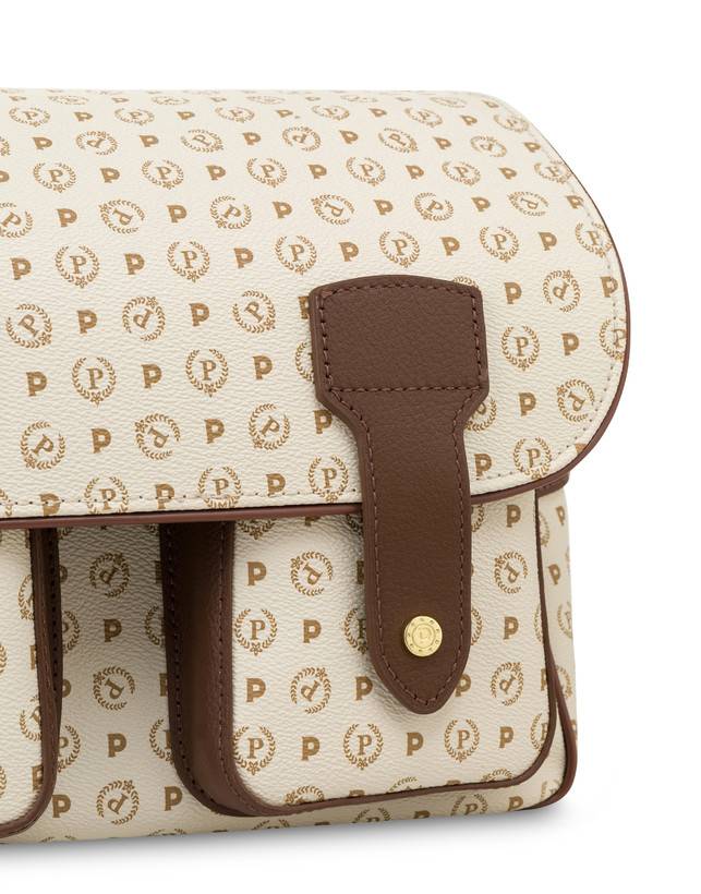 Pollini Borsa A Spalla Multitasche Heritage Logo Classic Avorio/marrone Vendita Calda