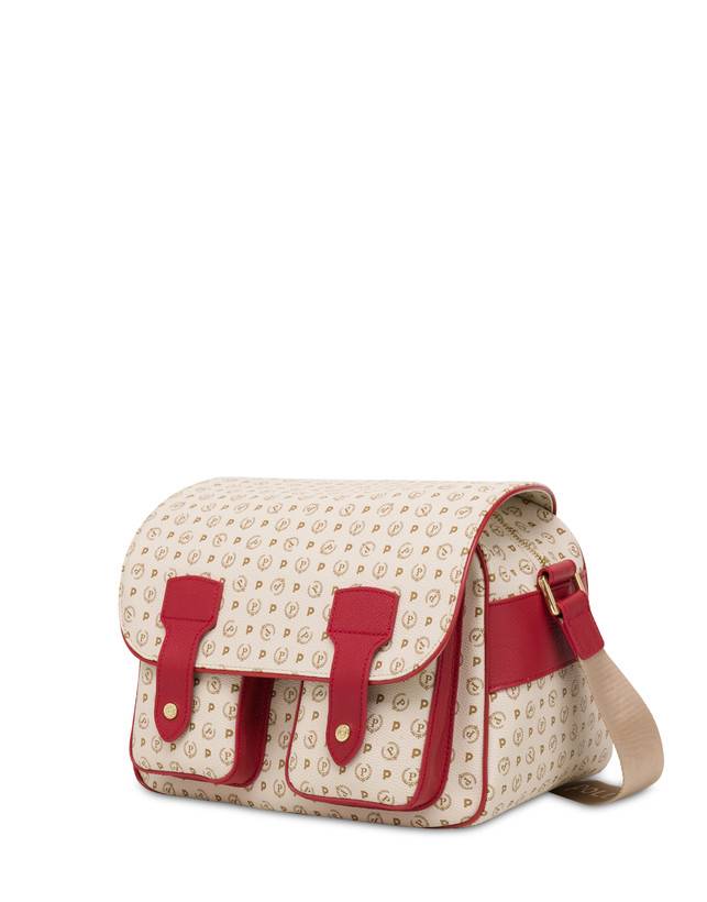 Pollini Borsa A Spalla Multitasche Heritage Logo Classic Avorio/lacca Vendita Economica