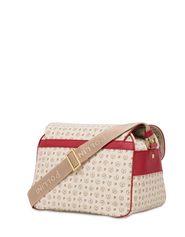 Pollini Borsa A Spalla Multitasche Heritage Logo Classic Avorio/lacca Vendita Economica