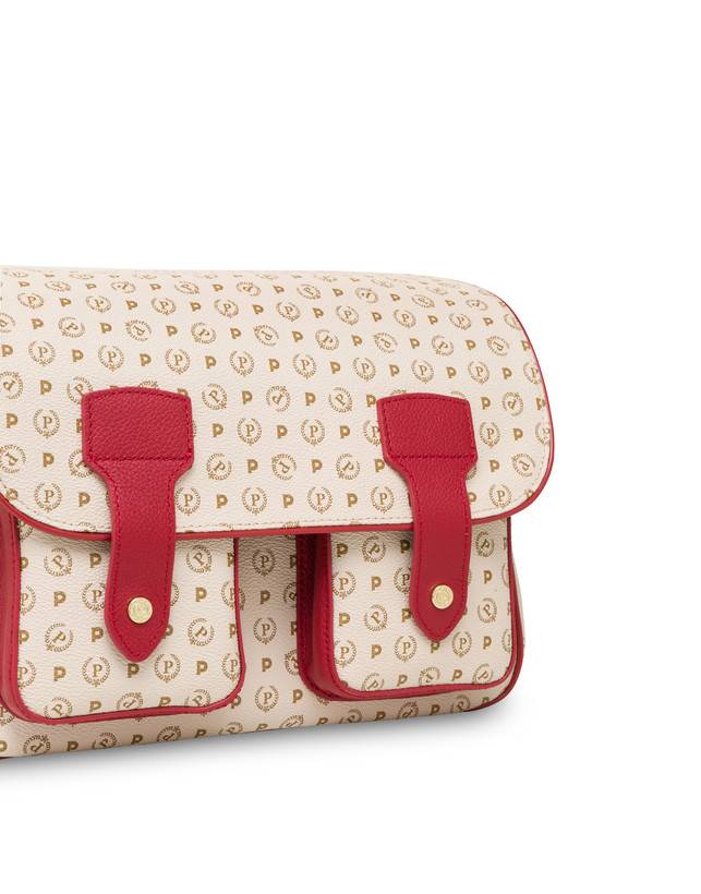 Pollini Borsa A Spalla Multitasche Heritage Logo Classic Avorio/lacca Vendita Economica