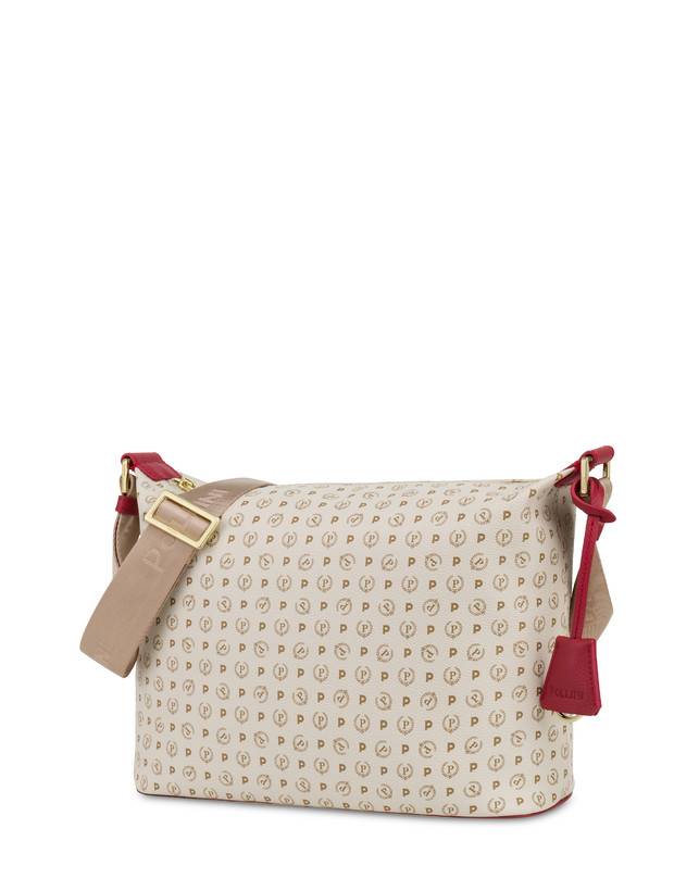 Pollini Borsa Hobo Heritage Logo Classic Avorio/lacca Saldi Di Fabbrica