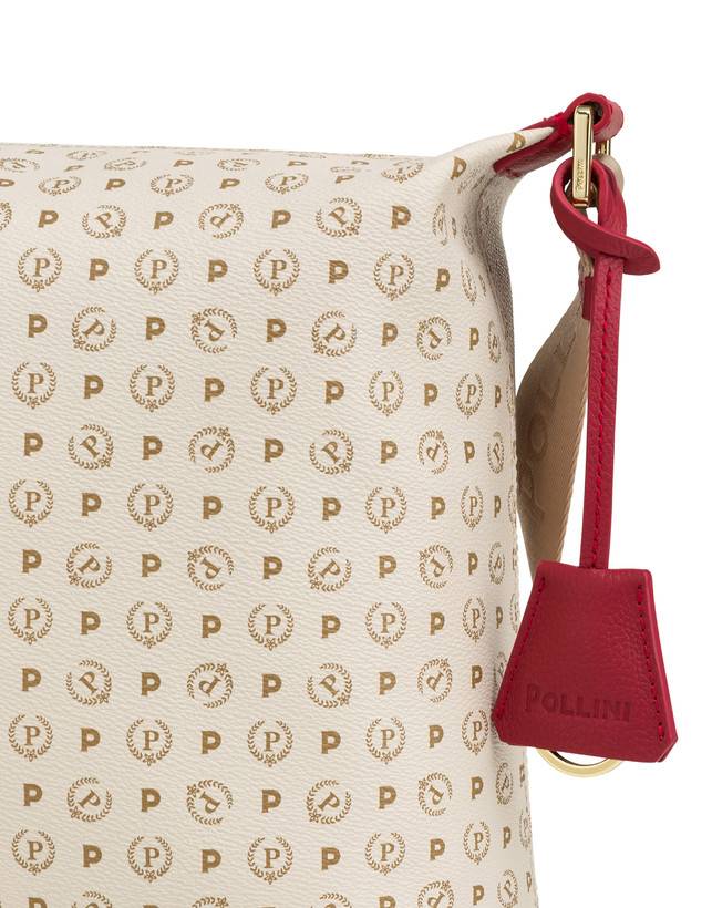 Pollini Borsa Hobo Heritage Logo Classic Avorio/lacca Saldi Di Fabbrica