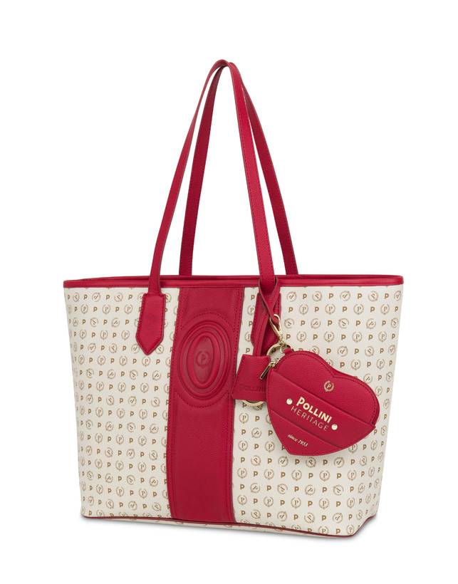 Pollini Shopping Bag Heritage 70th Anniversary Avorio/rosso Vendite Flash