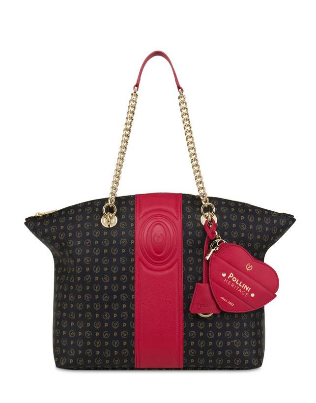 Pollini Tote Bag Heritage 70th Anniversary Nero/rosso In Linea