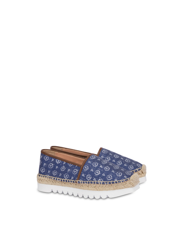 Pollini Espadrillas Heritage Denim Jacquard Blu/marrone Soddisfazione Garantita