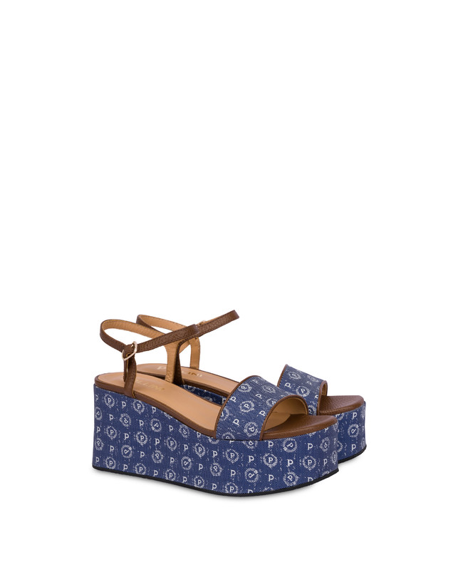 Pollini Zeppa Heritage Denim Jacquard Blu/marrone Acquista Ora