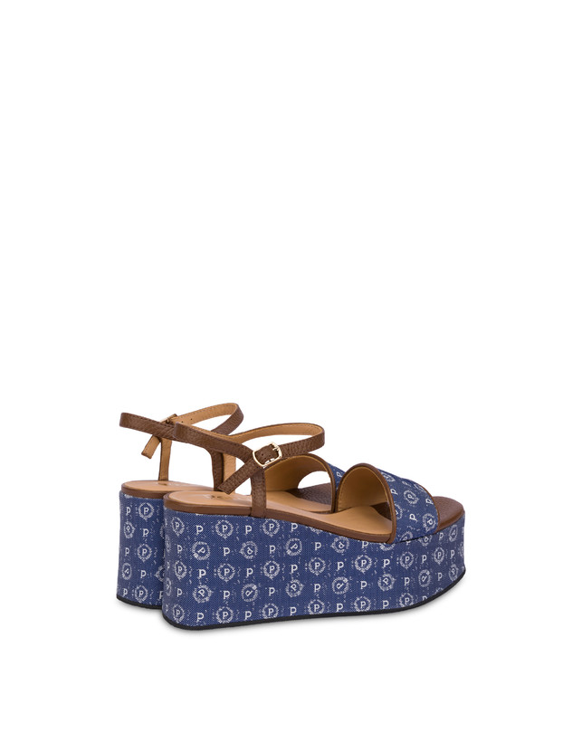 Pollini Zeppa Heritage Denim Jacquard Blu/marrone Acquista Ora