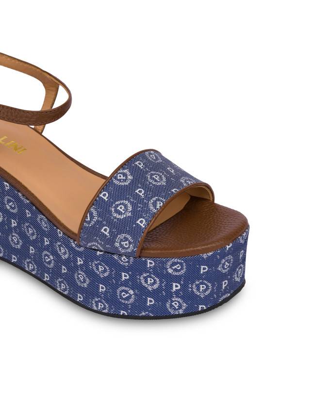 Pollini Zeppa Heritage Denim Jacquard Blu/marrone Acquista Ora