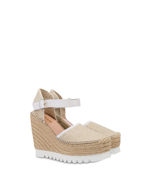 Pollini Sandali Con Zeppa Espadrillas Heritage Logo Embossed Avorio Consegna Veloce