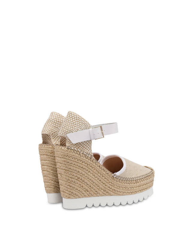 Pollini Sandali Con Zeppa Espadrillas Heritage Logo Embossed Avorio Consegna Veloce